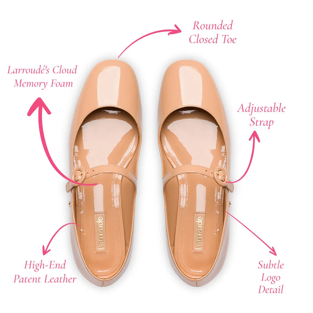 Blair Ballet Flat In Tan Patent Leather