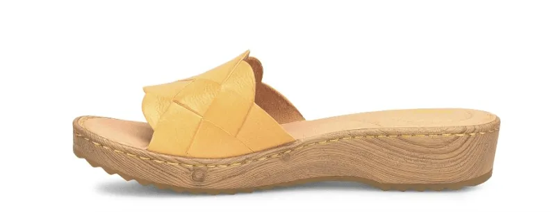 Born Women's Aleah Yellow Sunflower Leather Slide Sandals BR0049207-YLL