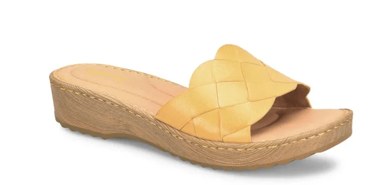 Born Women's Aleah Yellow Sunflower Leather Slide Sandals BR0049207-YLL