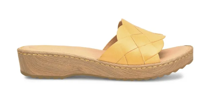 Born Women's Aleah Yellow Sunflower Leather Slide Sandals BR0049207-YLL