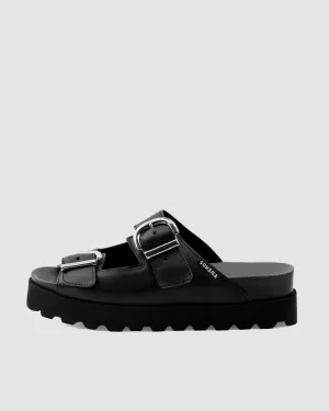 Buckle Slides Nopal Cactus Leather Desserto® Black