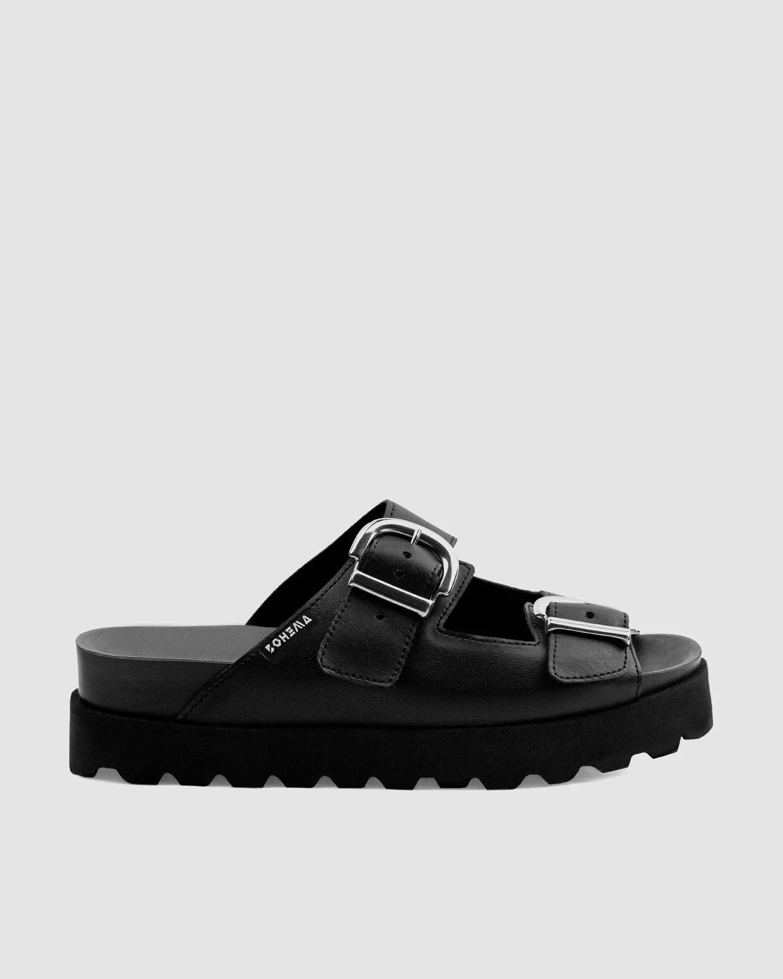 Buckle Slides Nopal Cactus Leather Desserto® Black