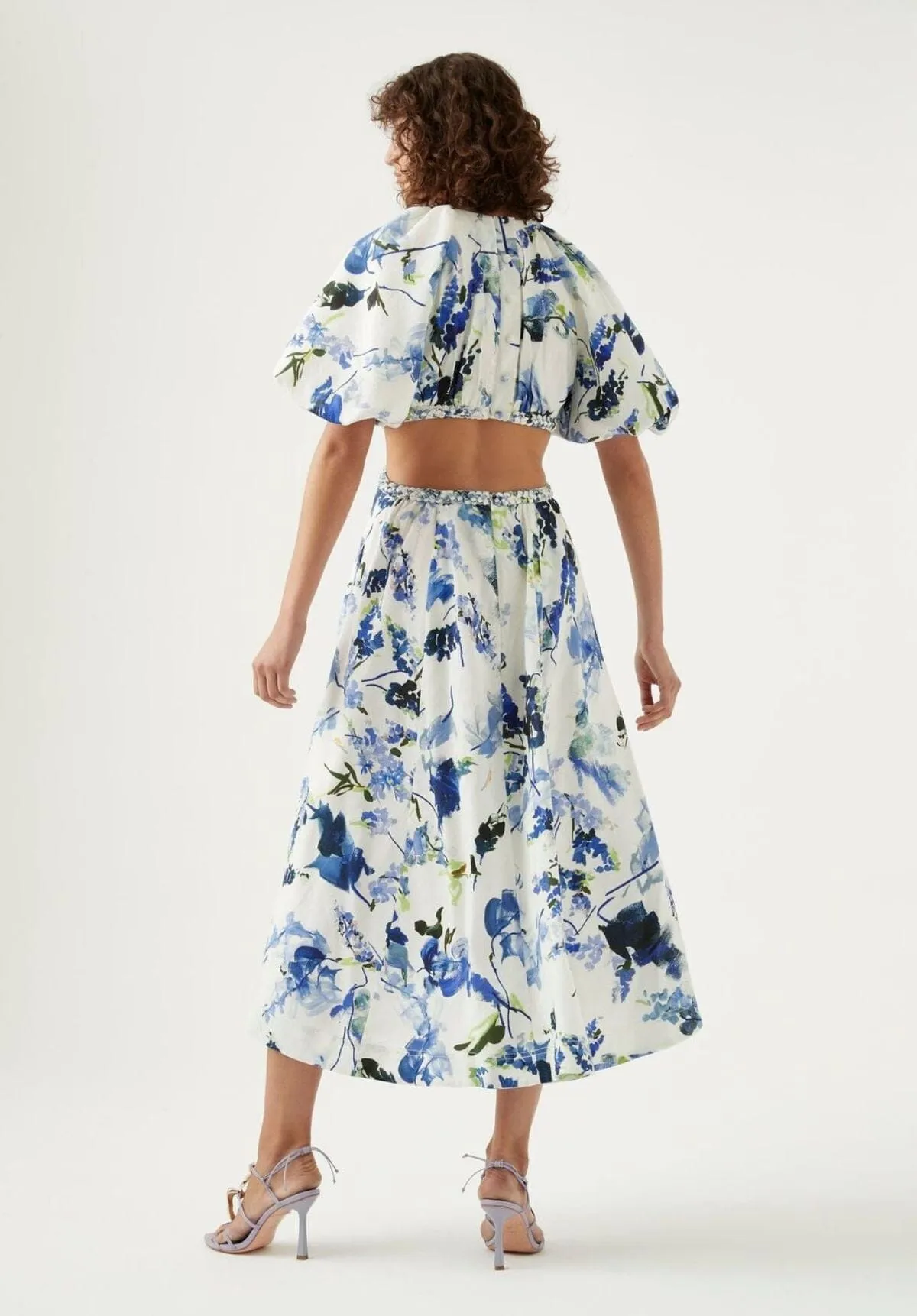 Capucine Puff Sleeve Midi - Lavenders of Province Print