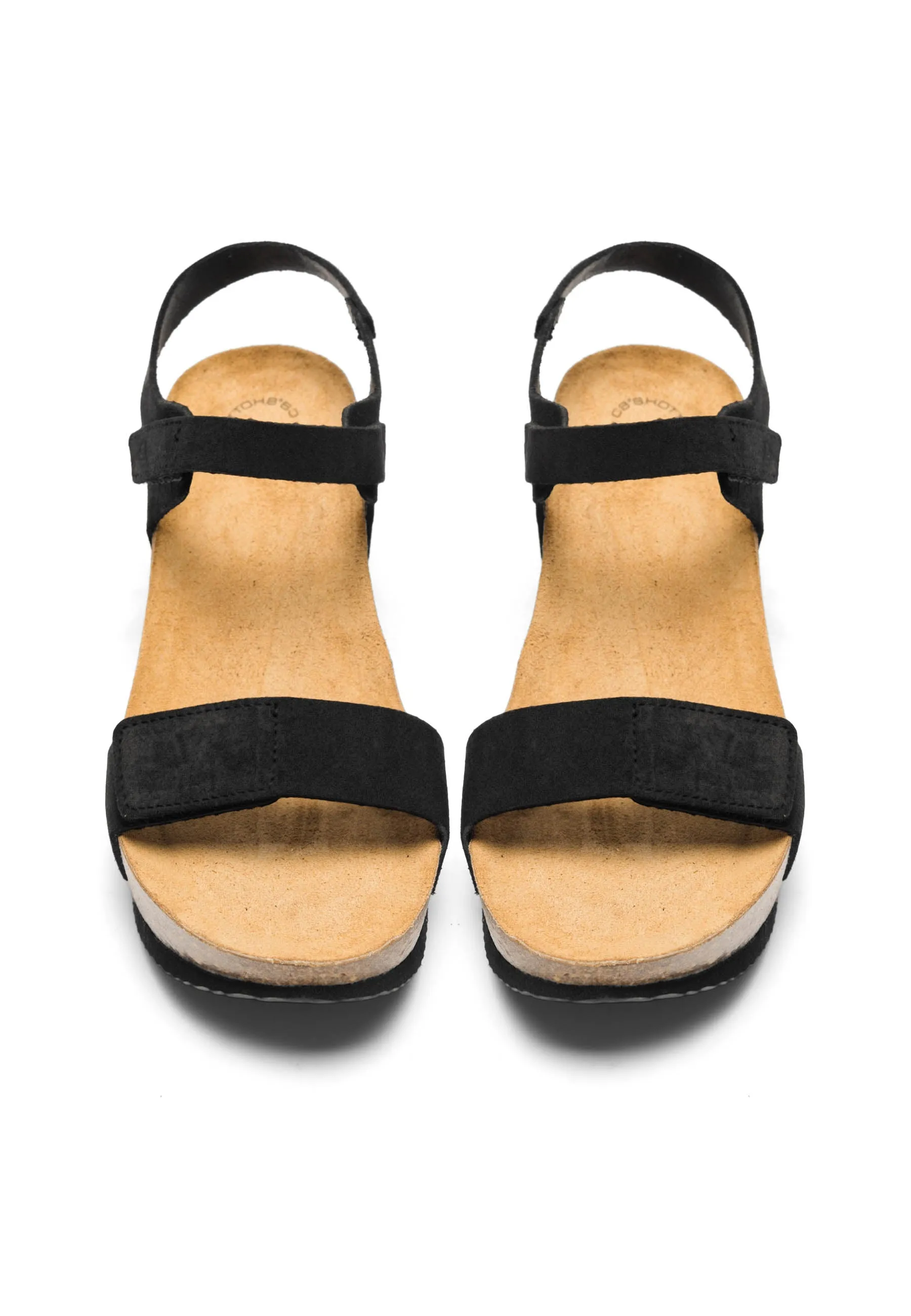 Casanni Black Velcro Leather Sandals