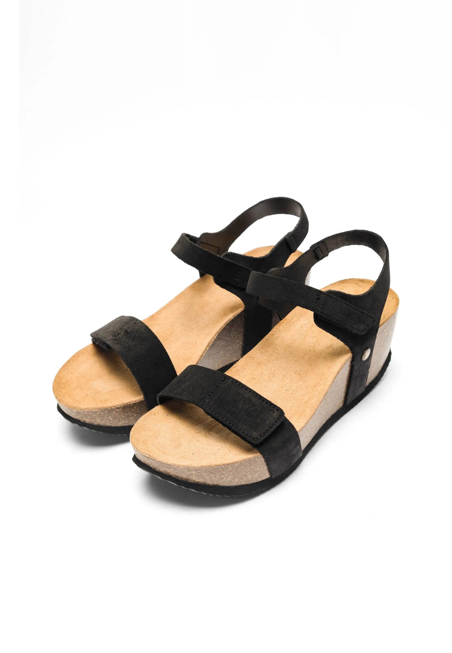 Casanni Black Velcro Leather Sandals