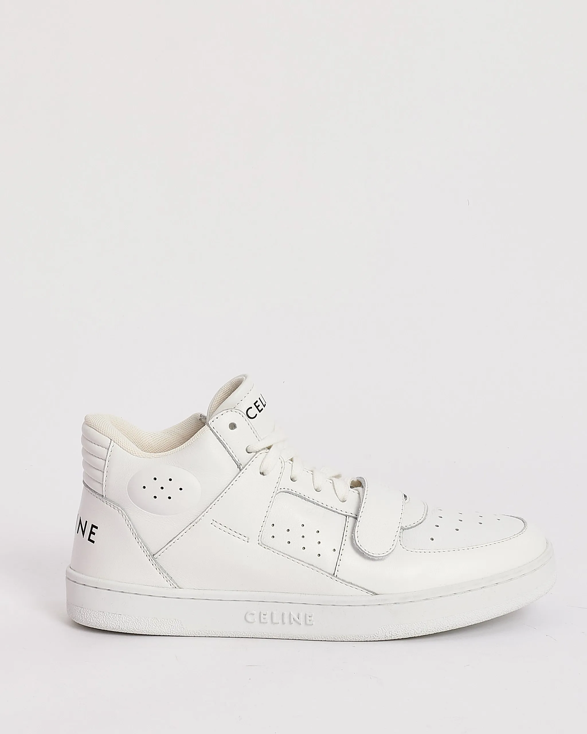 Celine White Leather CT-02 High Top Sneakers - 40