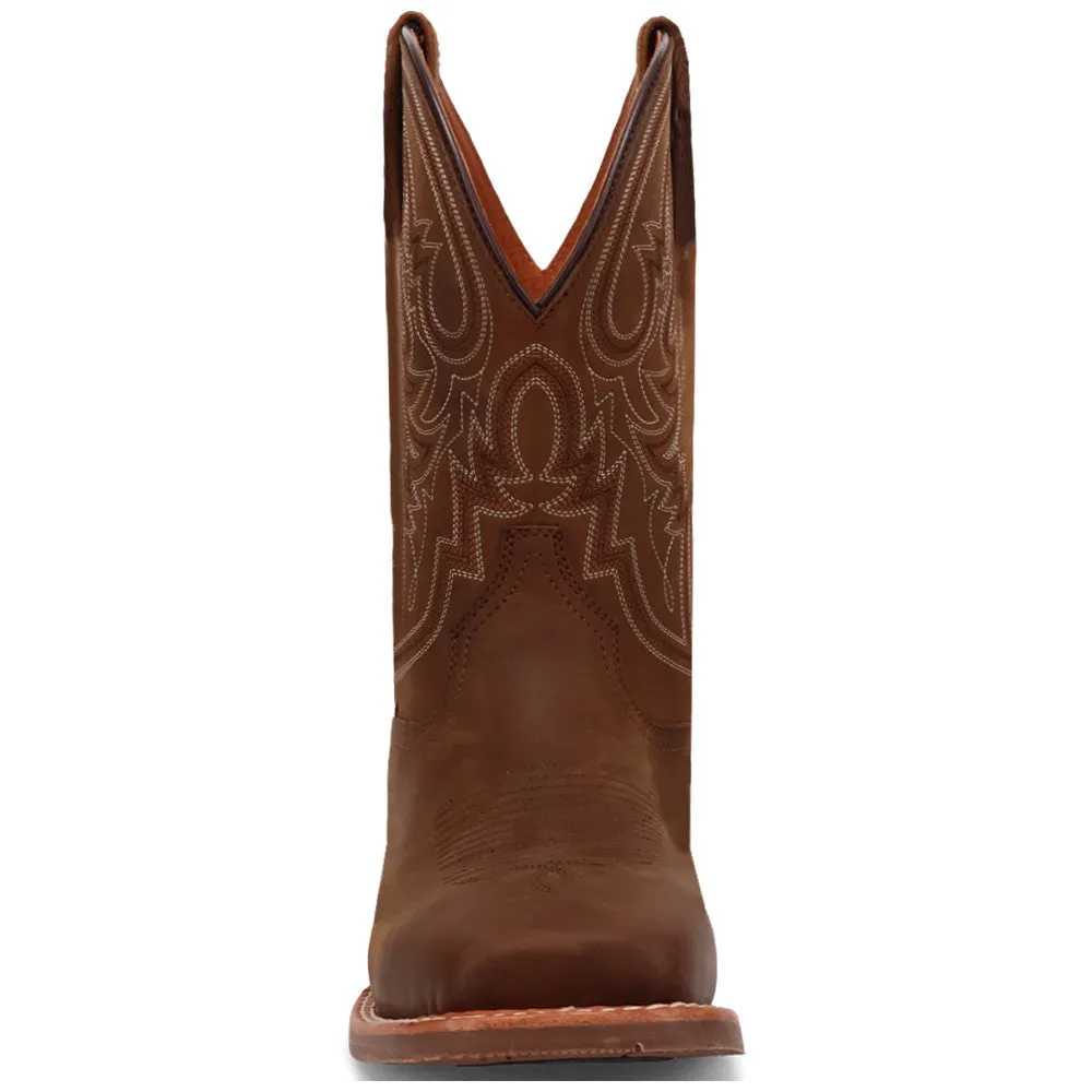 Dan Post Men's Brigston Brown Leather Broad Square Toe Western Boots