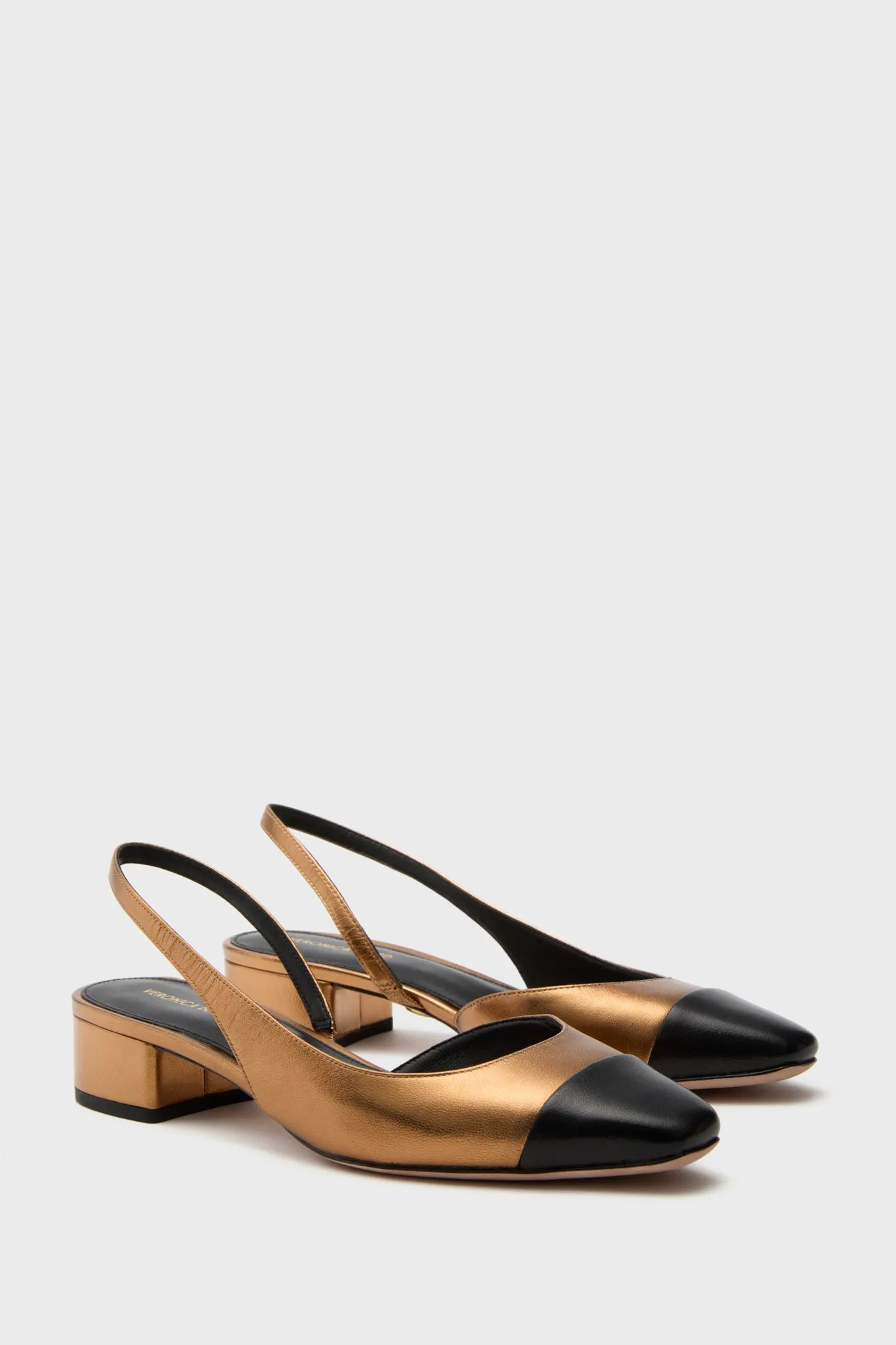 Dark Gold and Black Cecile Sling Back Flats