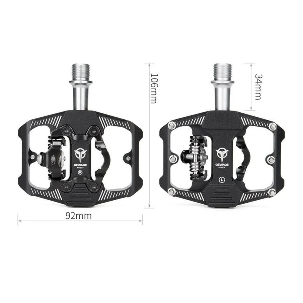 GEWAGE Bike Pedal SPD Mountain Bike Clipless Pedals Aluminum Alloy Bicycle Pedals Dual Platform for MTB Mountain Bike Road Bike