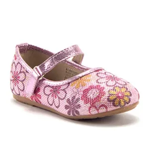 Girls FHX-03I Toddlers Mary Jane Embellished Floral Print Flats Shoes