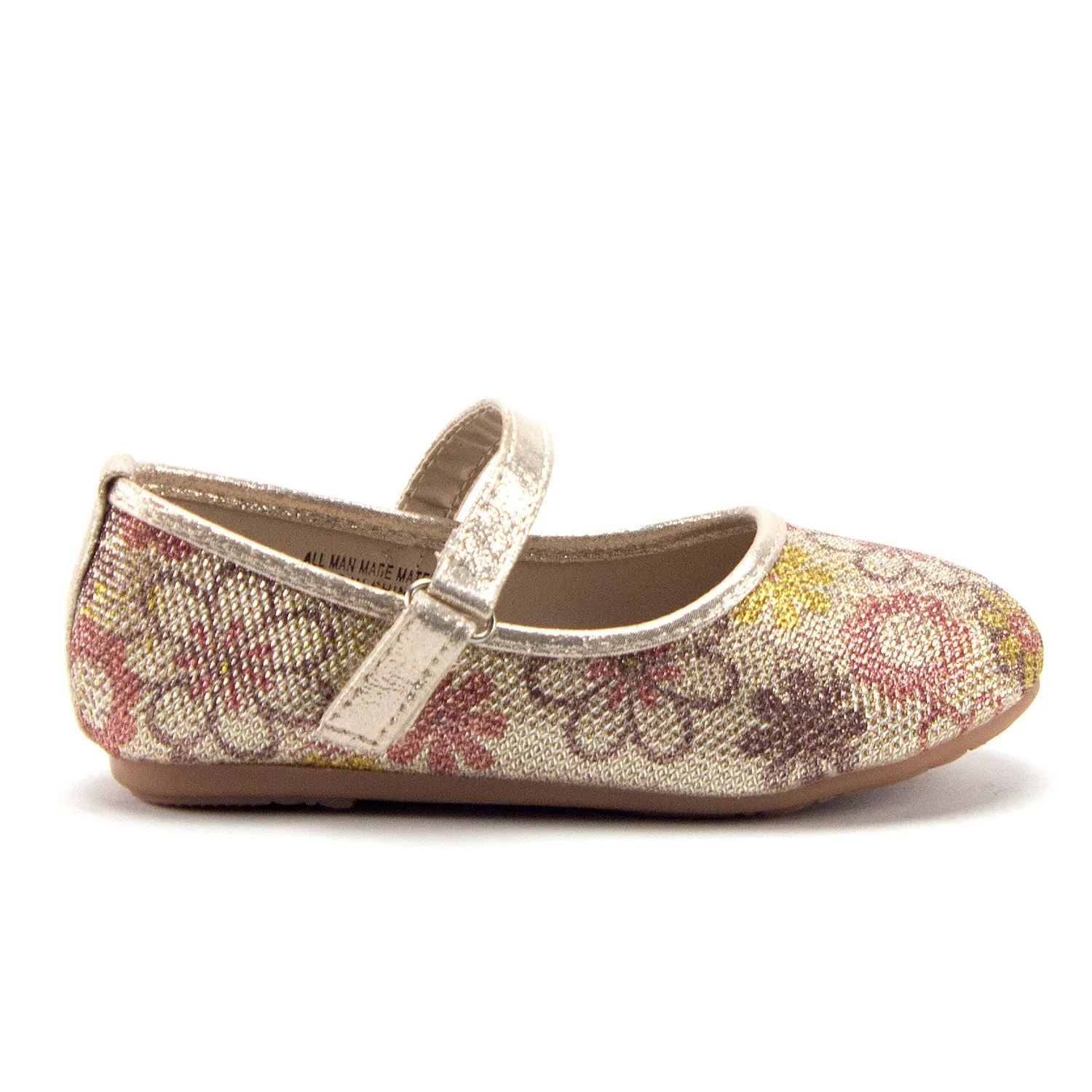 Girls FHX-03I Toddlers Mary Jane Embellished Floral Print Flats Shoes