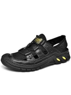 Hollow-Out Breathable Mesh Sandals with Wear-Resistance Rubber Sole - SF0699