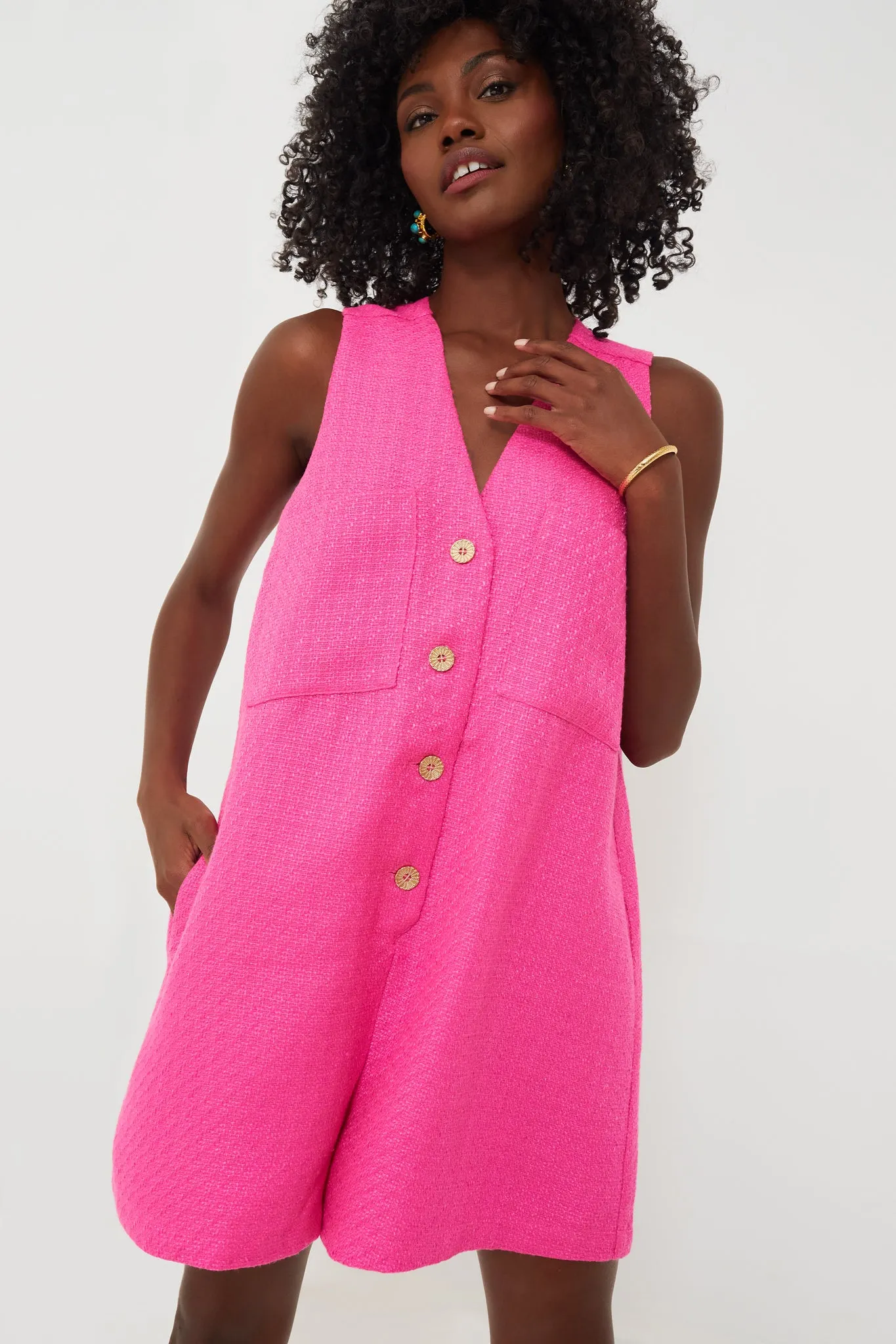 Hot Pink Textured Myla Romper