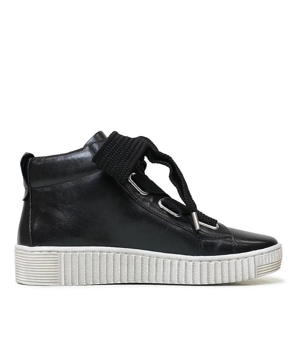 Joyous Black Leather Sneakers