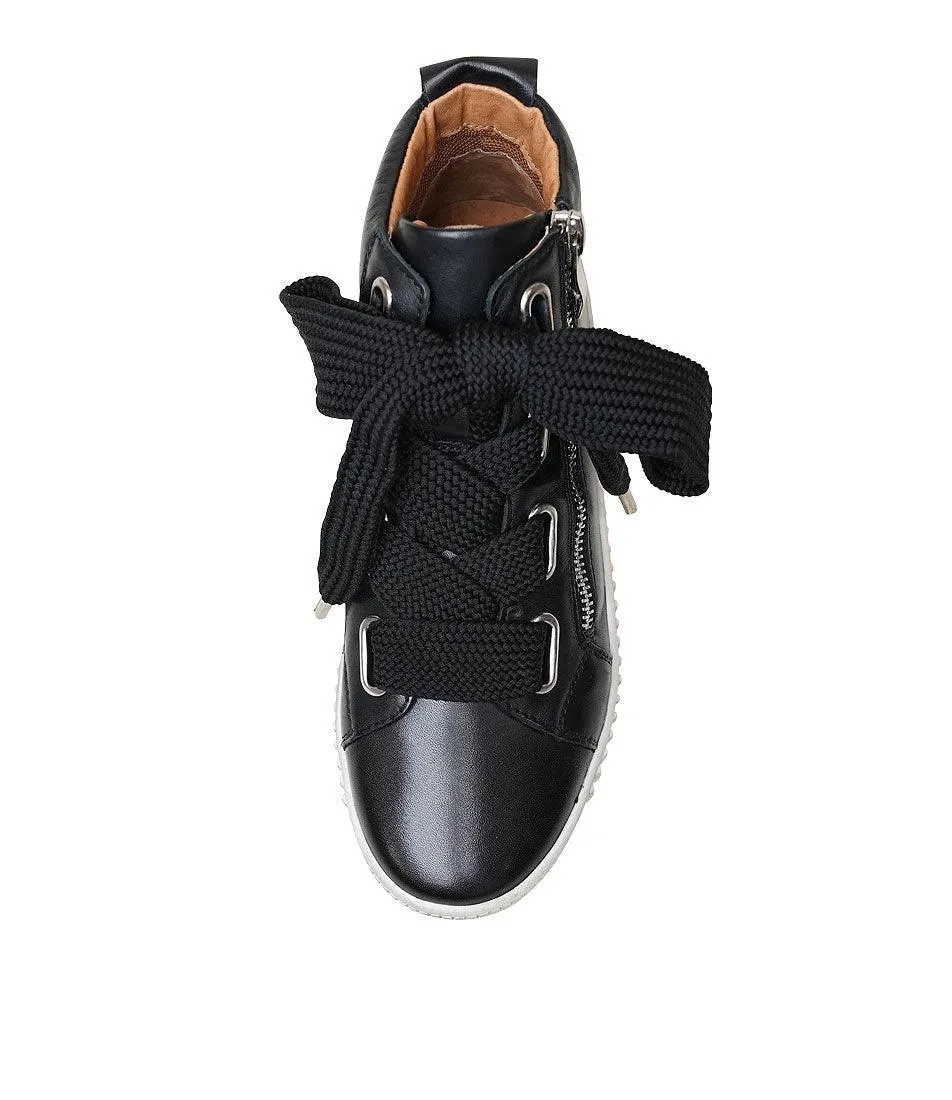 Joyous Black Leather Sneakers