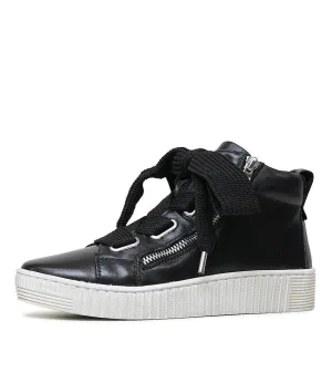 Joyous Black Leather Sneakers