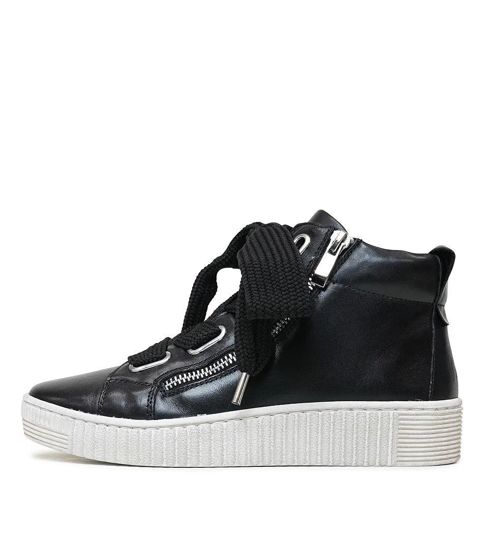 Joyous Black Leather Sneakers