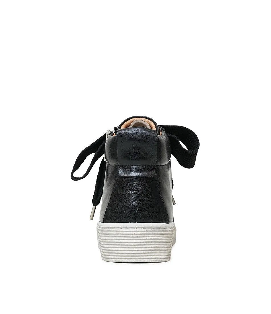 Joyous Black Leather Sneakers