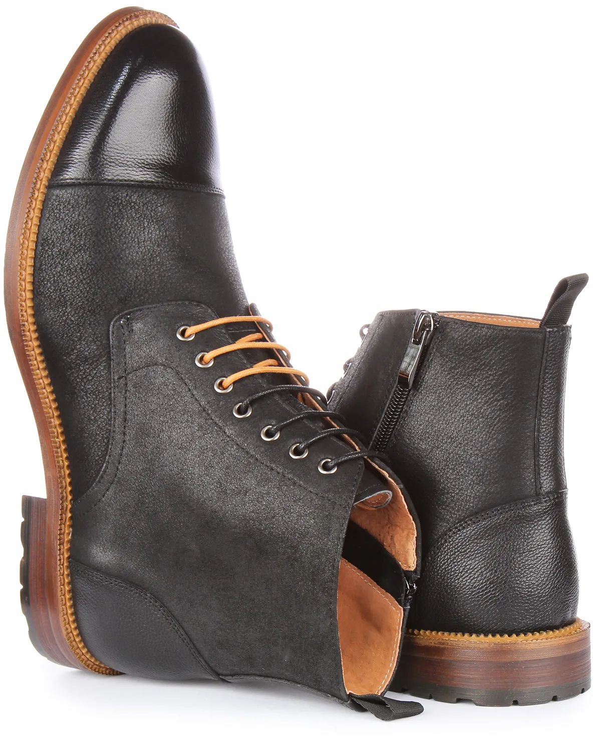 Justinreess England Gael Lace up Ankle Boots In Black