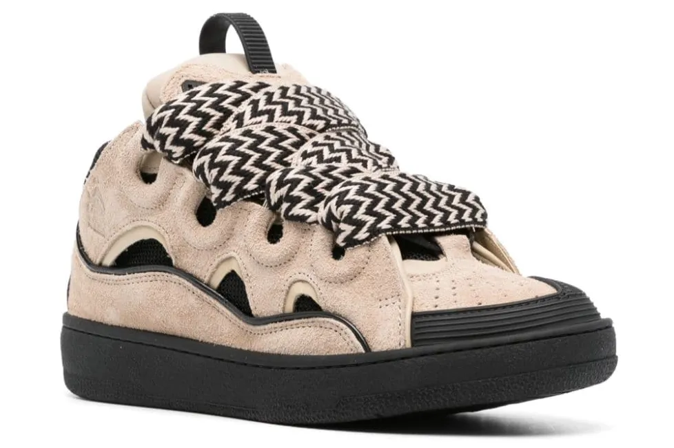 Lanvin Leather Curb Sneakers Marrone