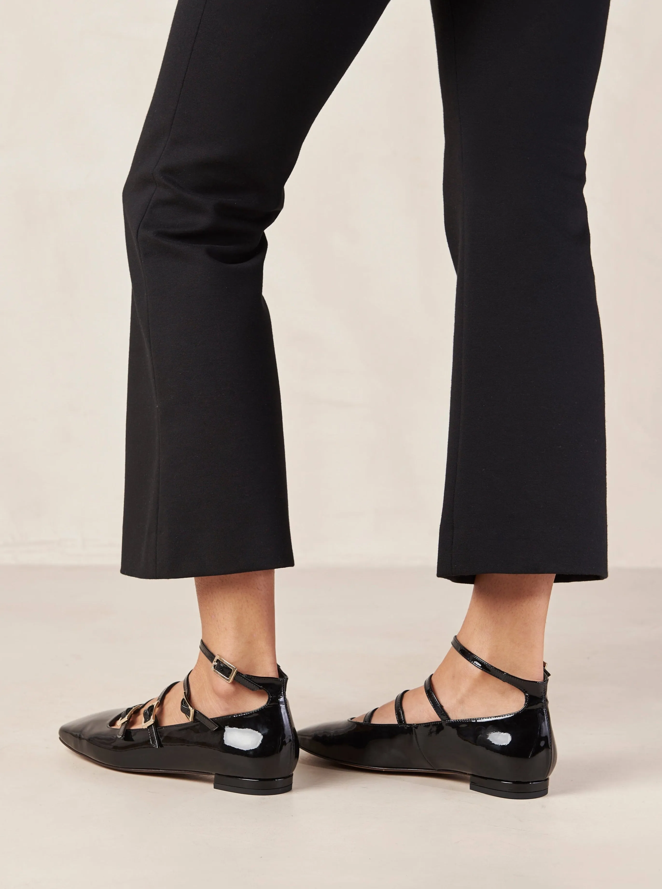 Luke Onix Black Leather Ballet Flats