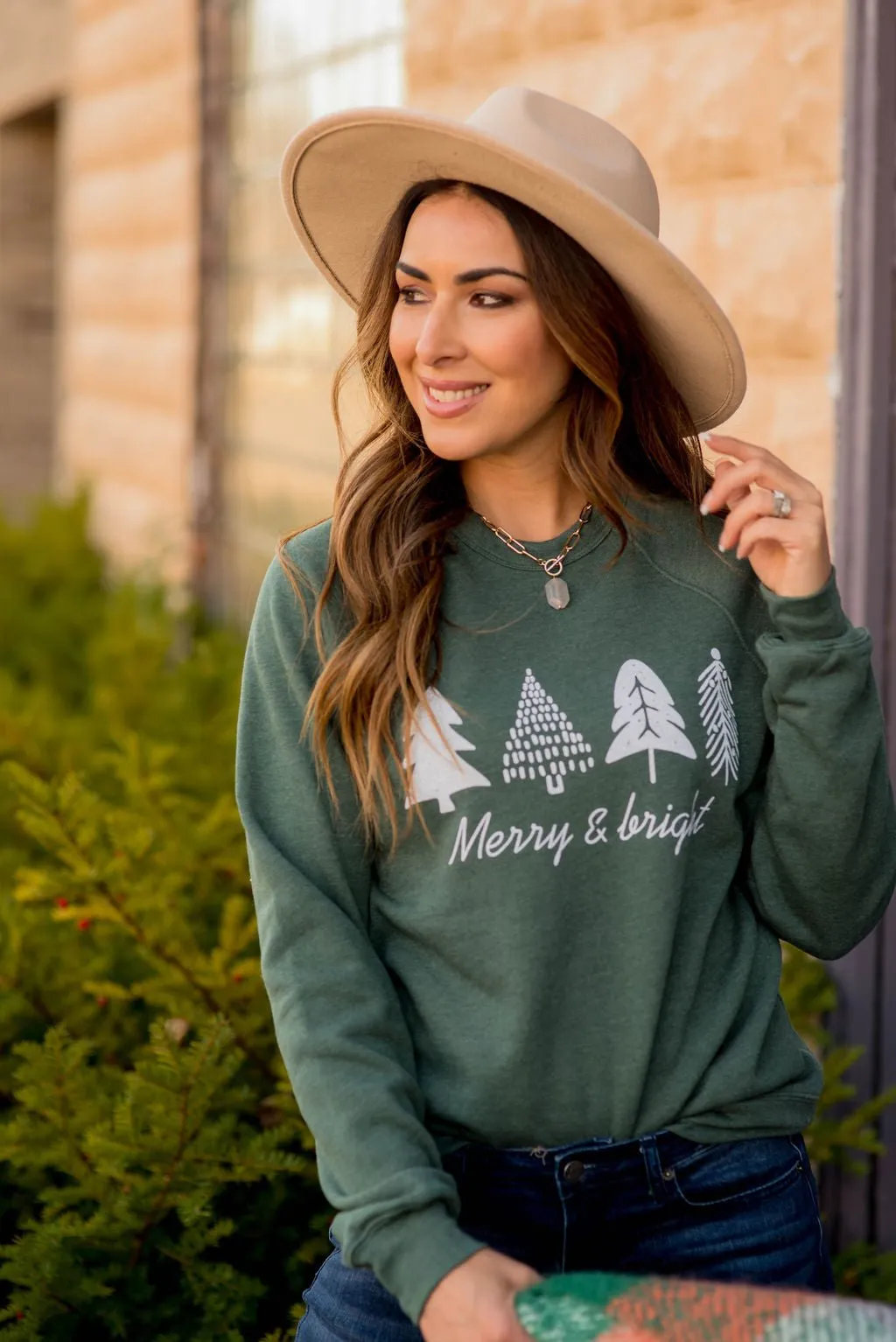 Merry & Bright Tree Graphic Crewneck