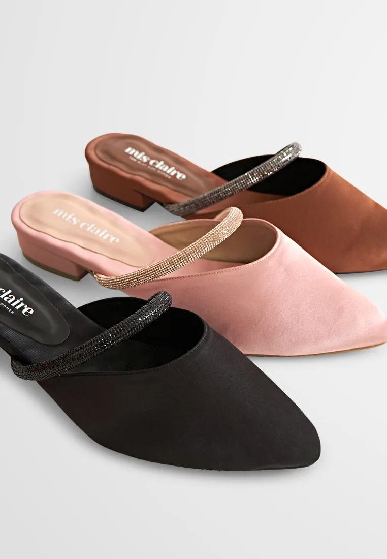 Monay Silk Shine Pointed Slip On Flats