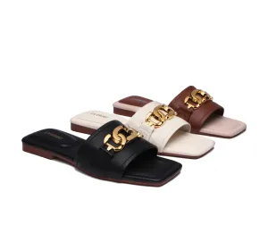 Open Toe Leather Flat Sandals Women Chela