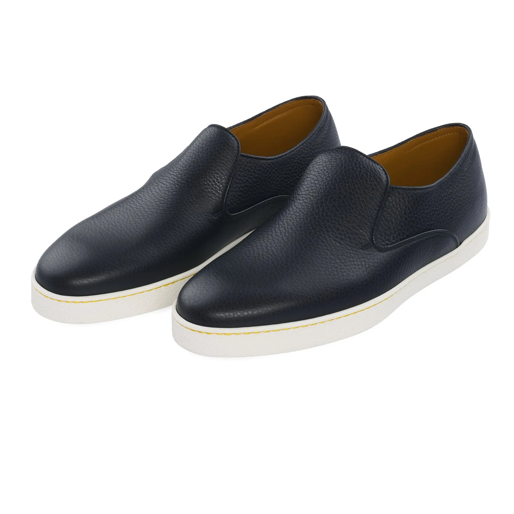 "Haven" Full-Grain Leather Slip-on Sneakers in Blue