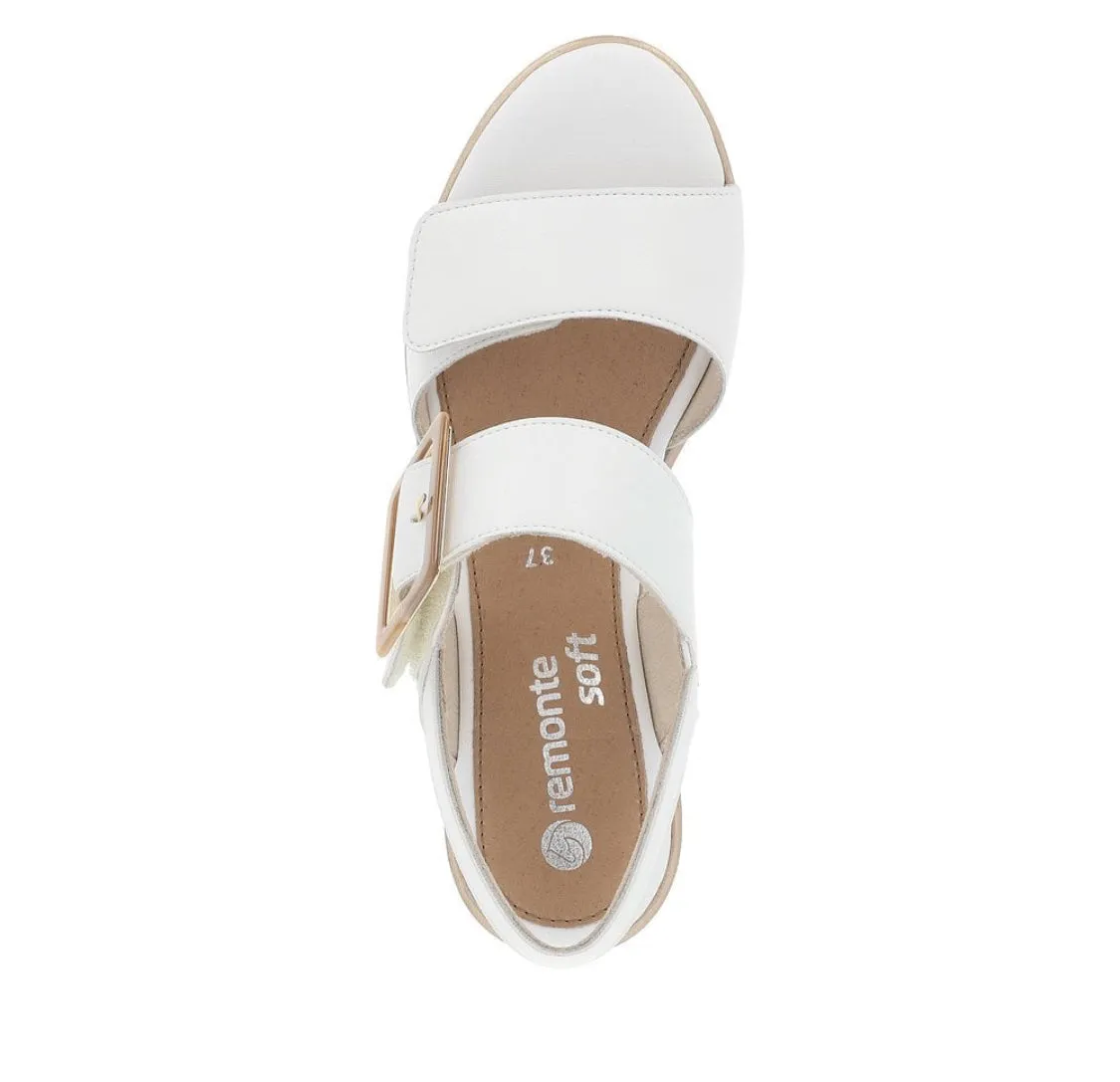 Remonte D1P50-80 White Leather Wedge Sandals