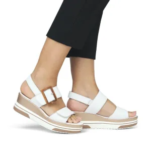 Remonte D1P50-80 White Leather Wedge Sandals