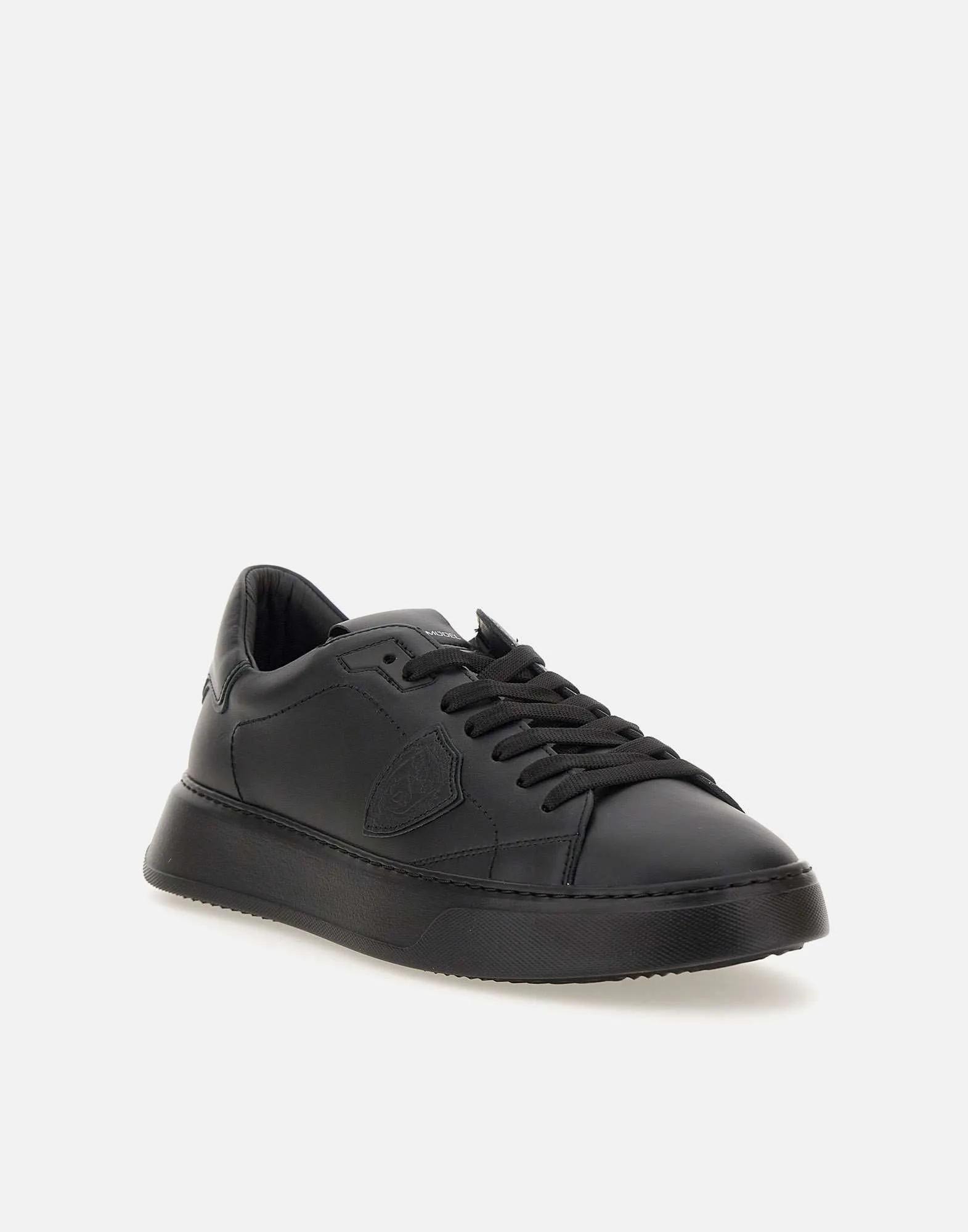 Temple Low Black Leather Sneakers