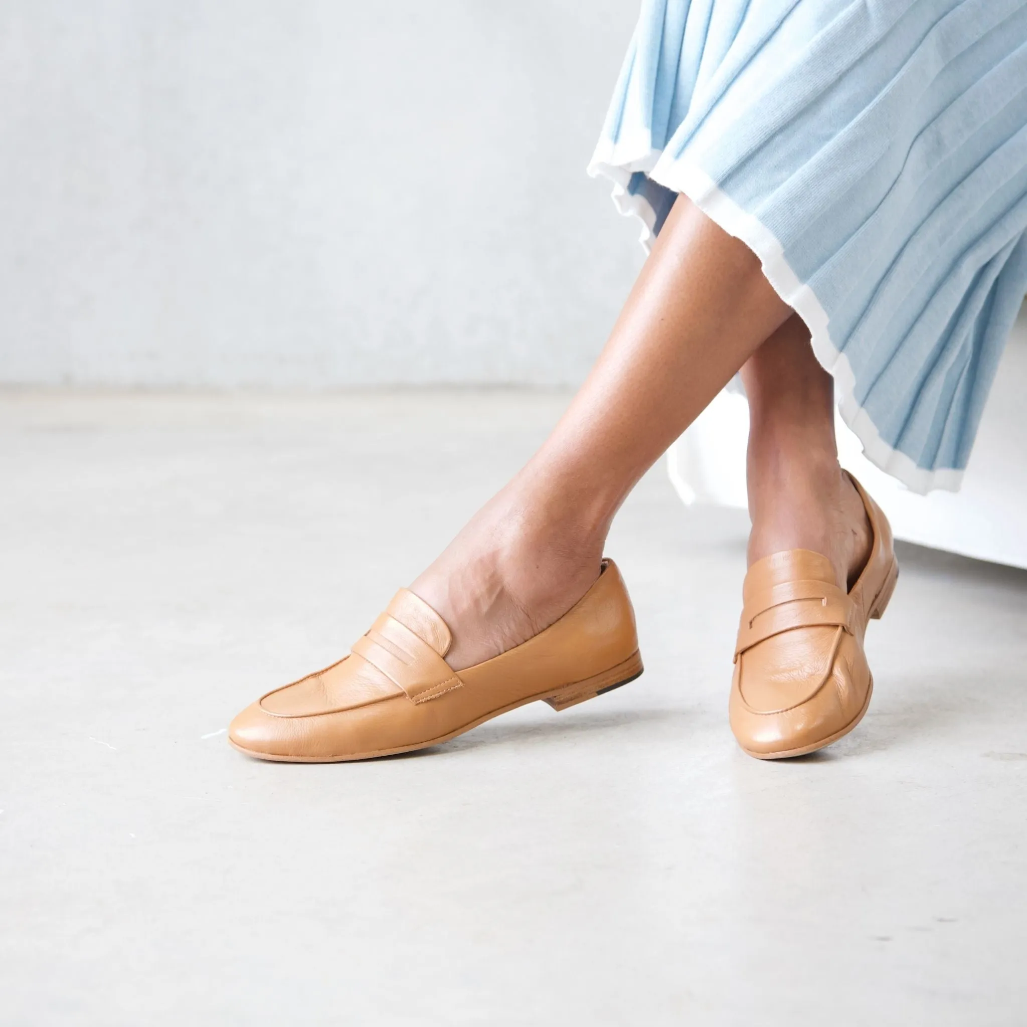 Ulani Dark Tan Leather Loafers