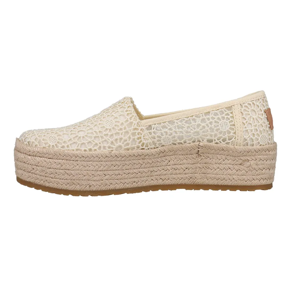 Valencia Floral Crochet Platform Espadrille Slip On Flats