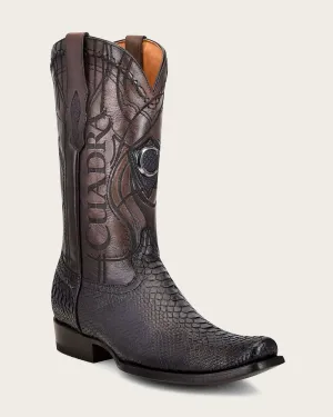 Western engraved black exotic boot